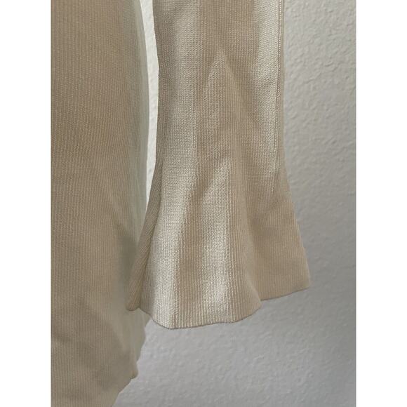 L'Agence Sweater Cardigan Lucas Ribbed V Neck Bell Sleeve Knit - Picture 9 of 12